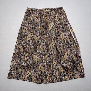 Vintage Midi Skirt Women Size 12 Paisley A Line Union‎ Made USA Pleated